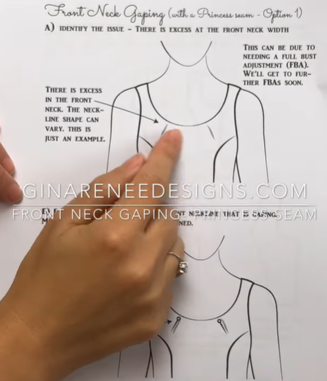front neckline gaping in princess seam