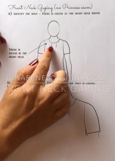 excess fabric in front neckline