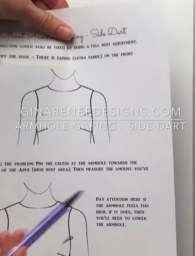 fixing armhole excess in patterns that have side darts