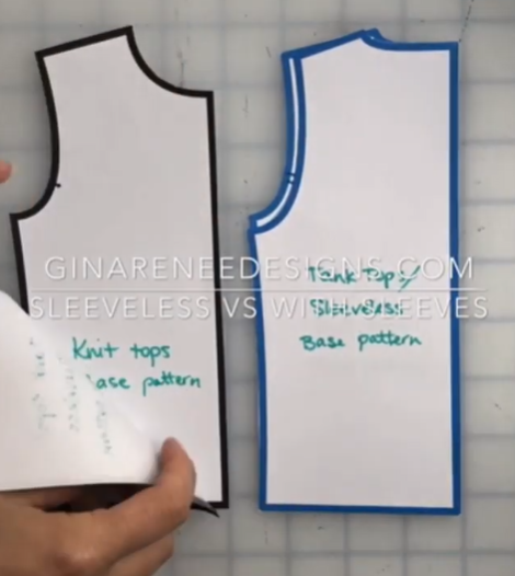 armhole placement for sleeveless patterns and tops with sleeves