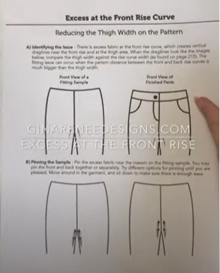 reducing the thigh width of a pants pattern