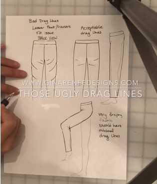 fixing back draglines on pants