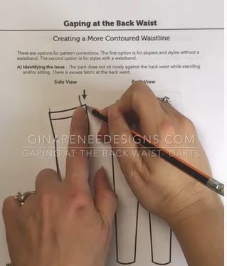 eliminating fabric excess at the back of the waist